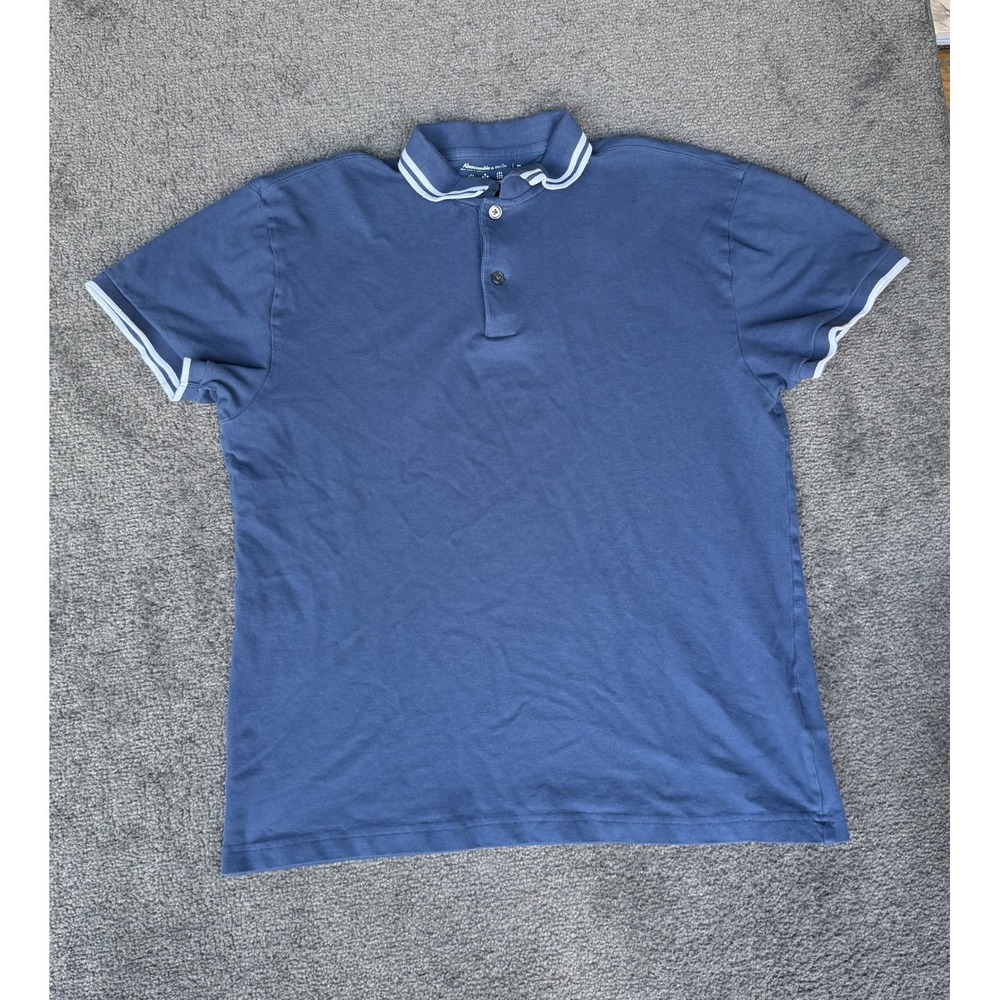 Abercrombie & Fitch Mens Blue Relaxed Fit Dont Sweat It Polo Shirt Medium